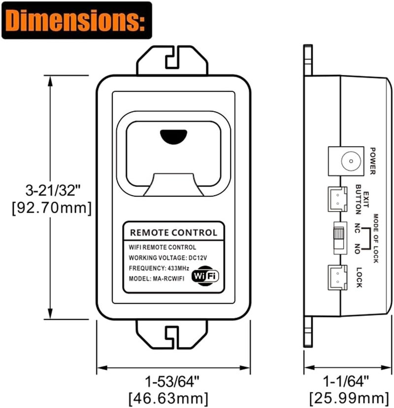 HWMATE 433MHz RF Wireless WiFi Remote Control Switch for Door Access Control System APP Control Supported - Image 3
